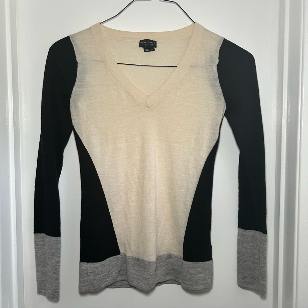Club Monaco Colorblock V-Neck Sweater size XS